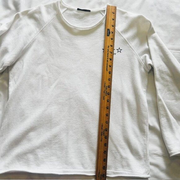 DKNY Ladies Top Medium White Logo Raw Hems read - Picture 3 of 7